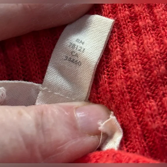 Eileen Fisher Open Front Cardigan Dark Coral Organic Linen & Cotton Slub Sz XL - Picture 4 of 7